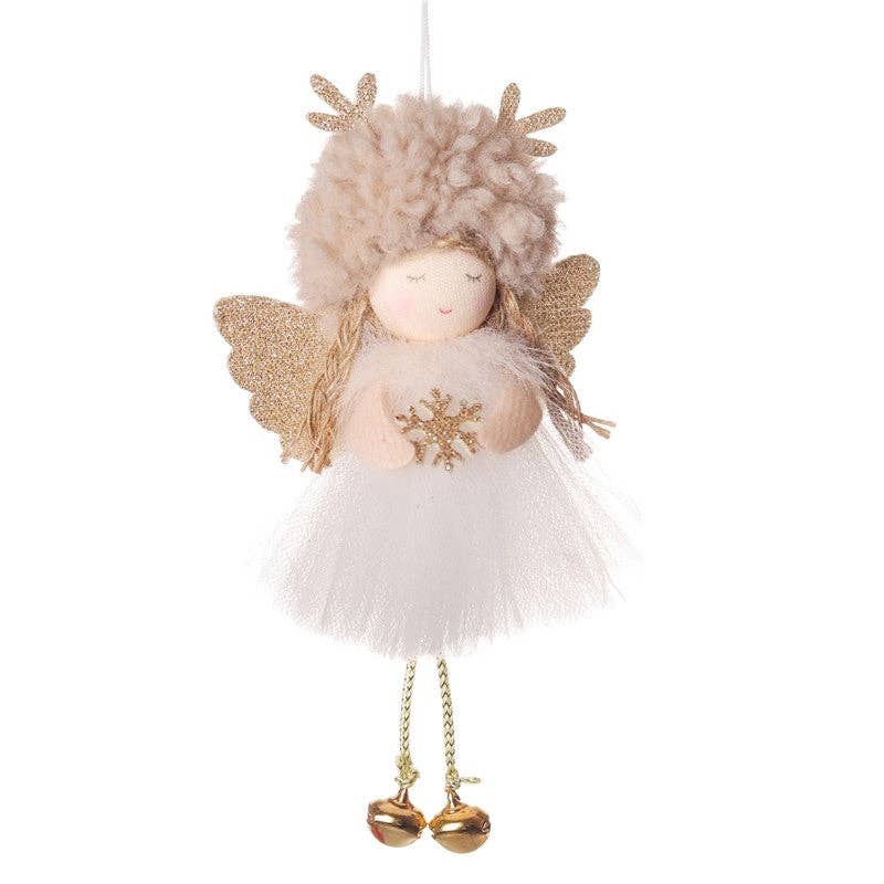 Ekartini - Angel Plush Ornament Antlers Hat Cute Classic Cartoon Reusable: WHITE