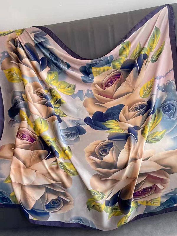 UZ Wholesale Store - Floral Printed Scarf Headband: LIGHT PURPLE / One_size