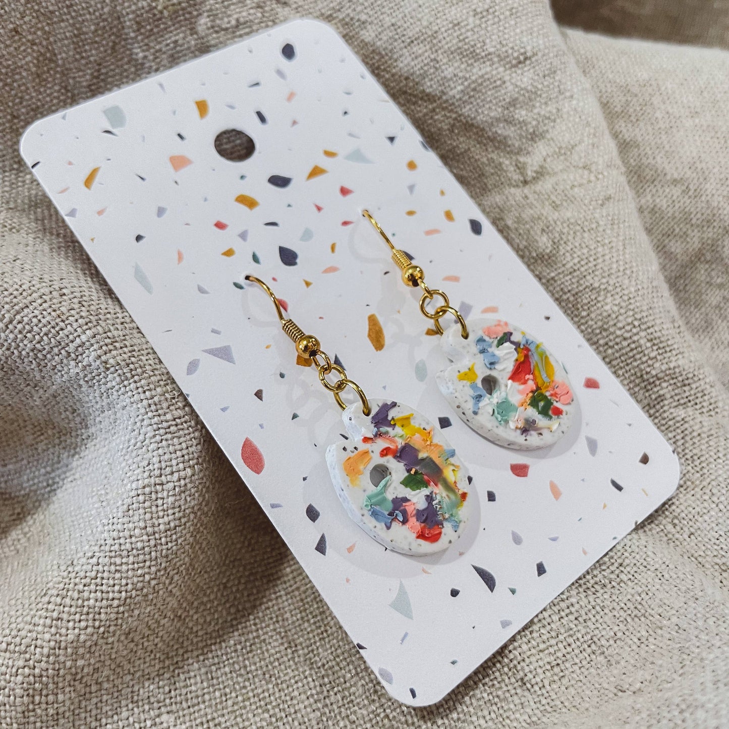 Sydni Carlson Art - Artist Messy Paint Palette Earrings: Light Brown