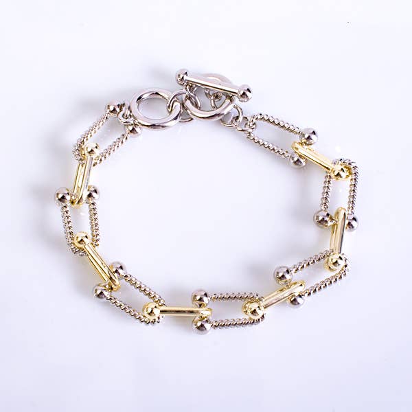 My Best Kept Jewelry - Two Tone Hardware Toggle Bracelet