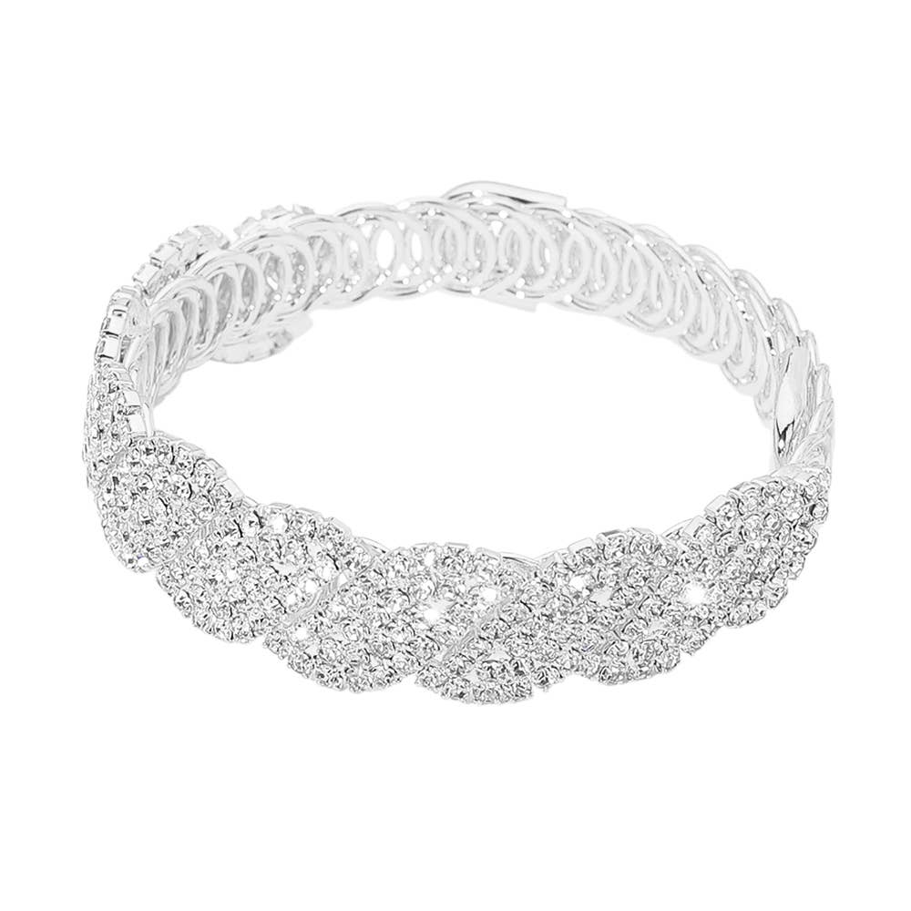 Sensibling Corp. - Rhinestone Paved Twisted Adjustable Evening Bracelet: AB,Gold