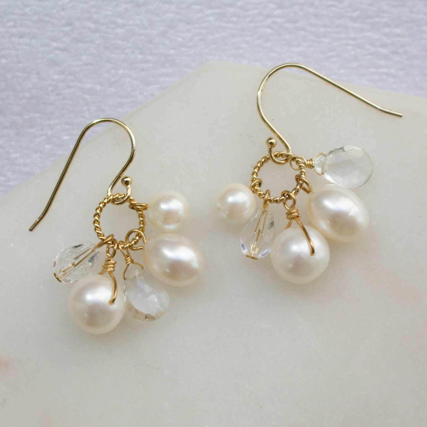 a.v. max - Semi Precious Cluster Earrings: Mother of Pearl