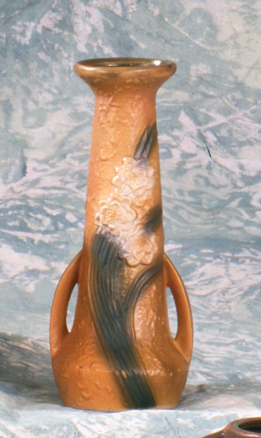 AA Importing - Roseville-Style, Primrose Vase in Blue, Brown & Green, 7": Green