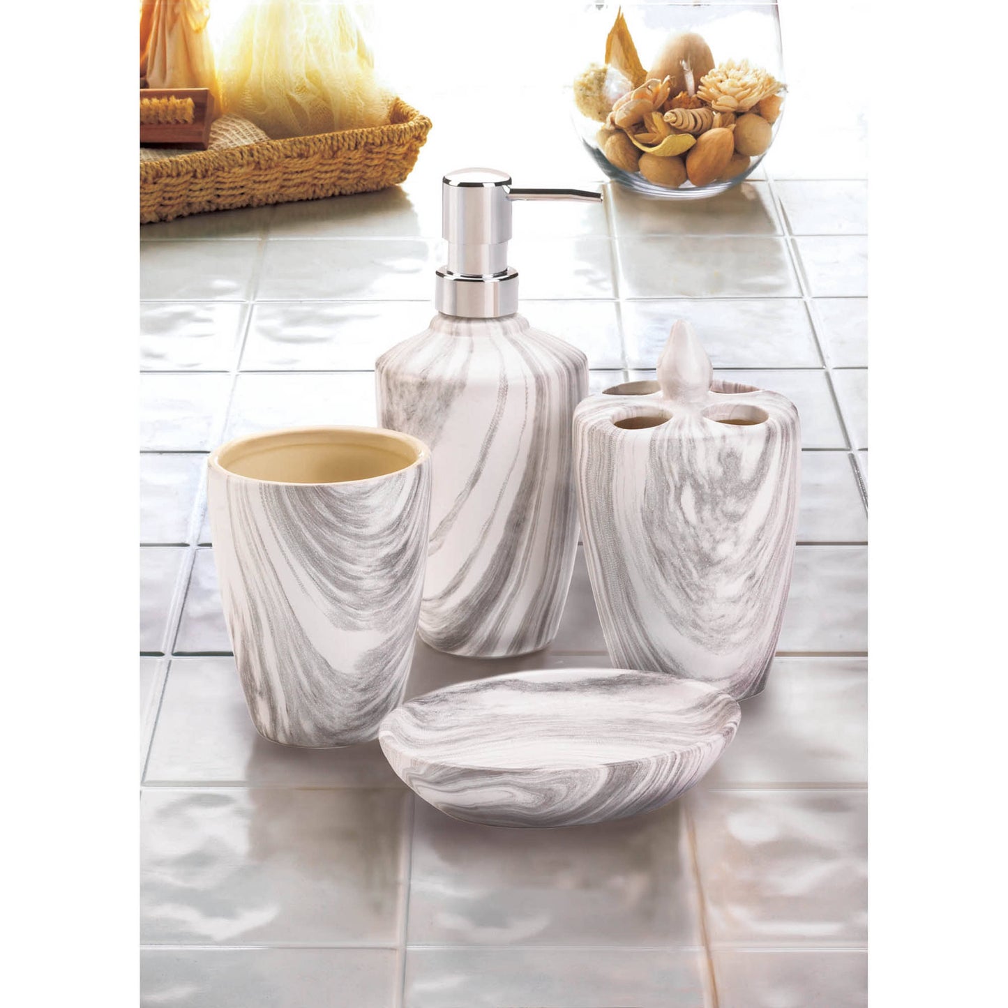 Zingz Home - Marble Printed Bath Accessory Set