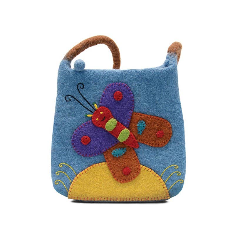 BNB Crafts Inc. - Butterfly Felted Cross Body Kids Bag: PINK