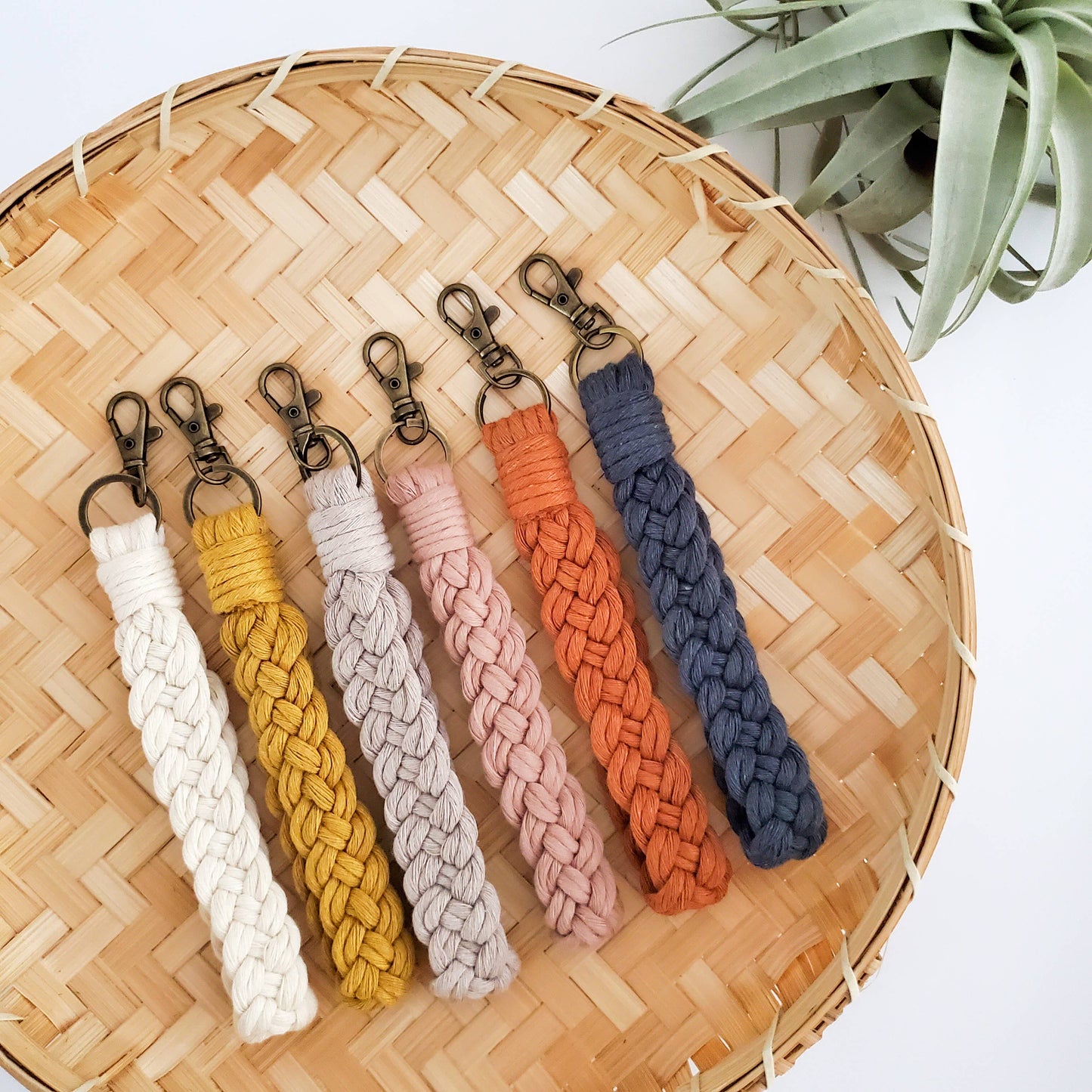 Under The Pines Goods - Braided Macrame Wristlet Keychain: Dusty Rose