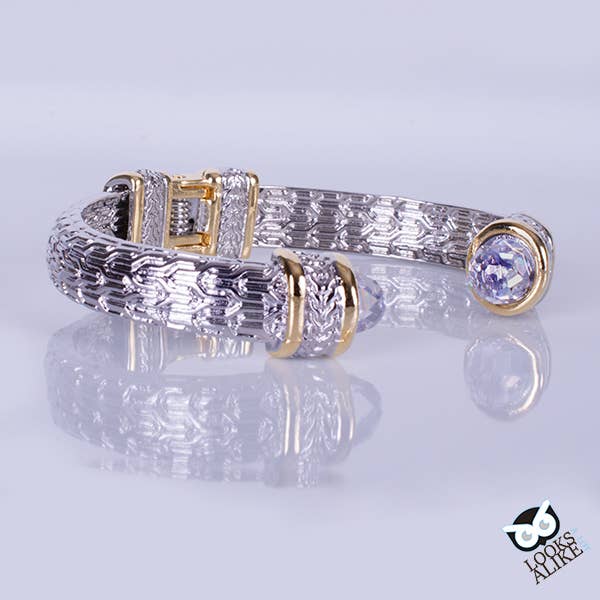 My Best Kept Jewelry - White Ice Hinged Bangle