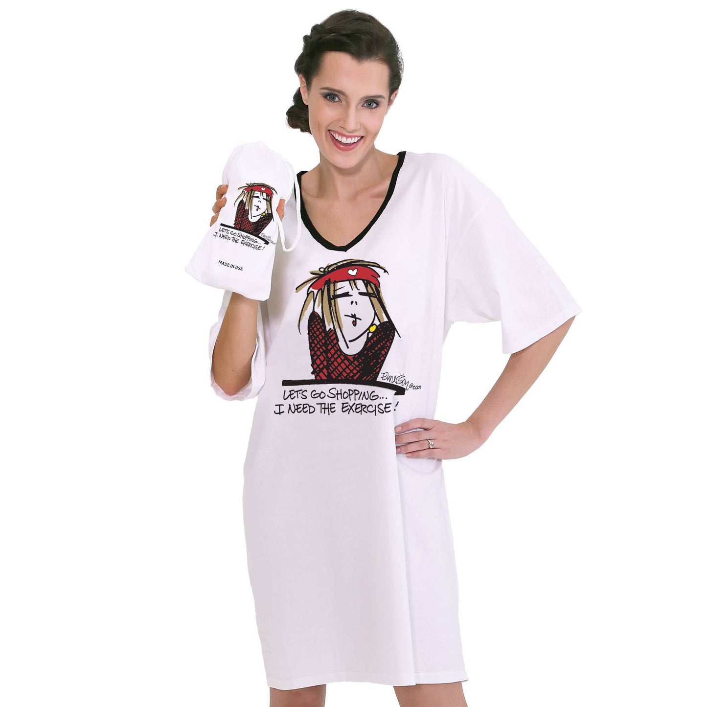 Emerson Street Clothing Co. - Let's Go Shopping...i Need the Exercise, Nightshirt in a Bag