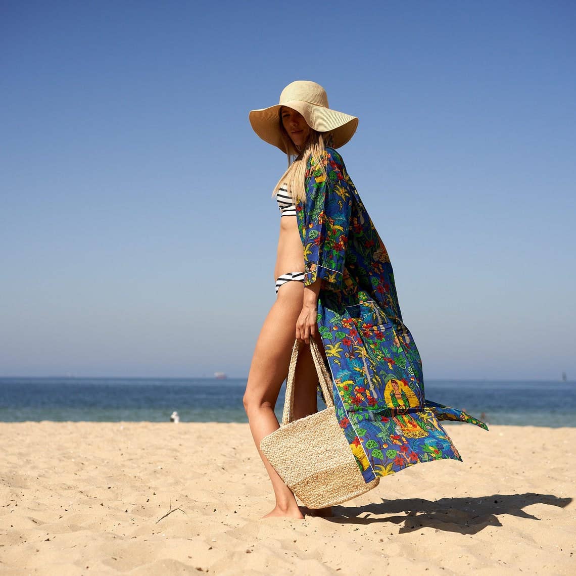 Linen Connections - ‘Frida Folklore’ 100% Cotton Kimono Robe