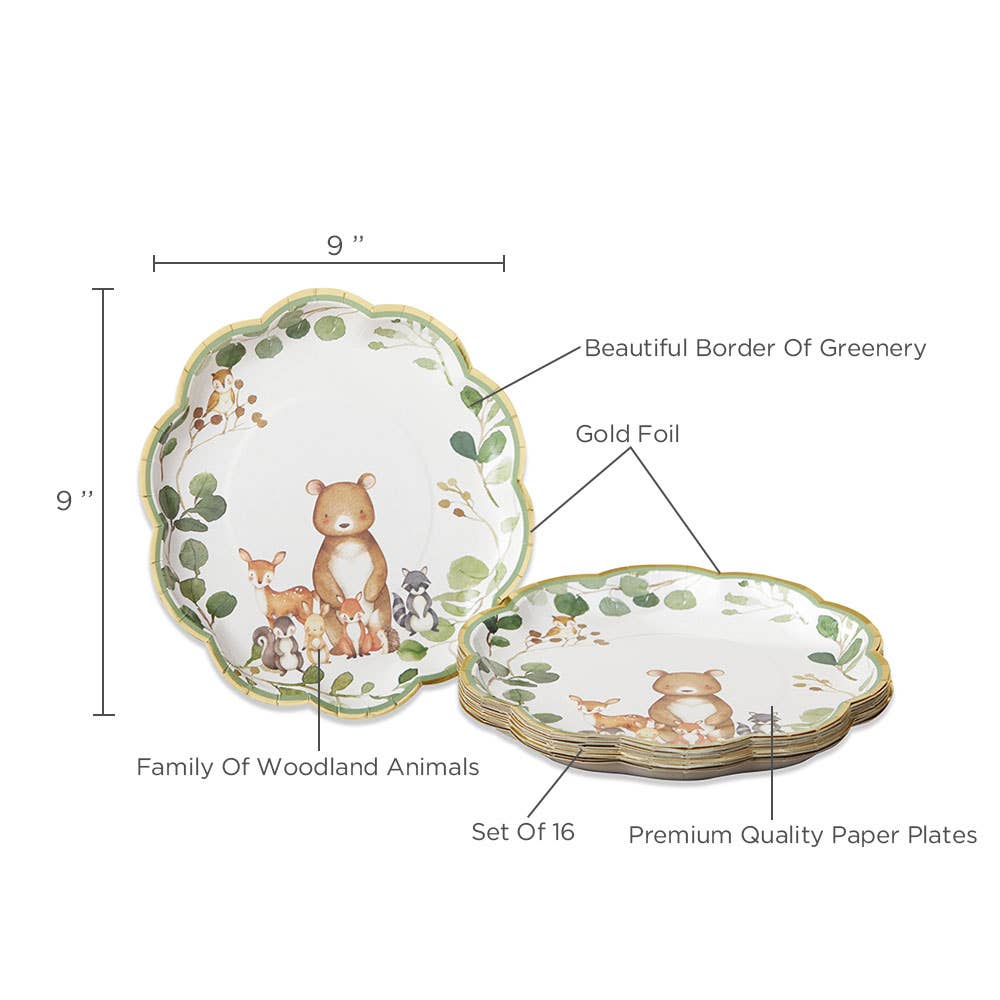 Kate Aspen - Woodland Baby 9 in. Premium Paper Plates (Set of 16)