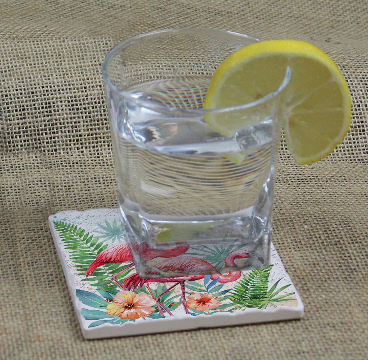CounterArt/Highland Home/Thirstystone - Pink Pair Single Absorbent Stone Tumbled Tile Coaster