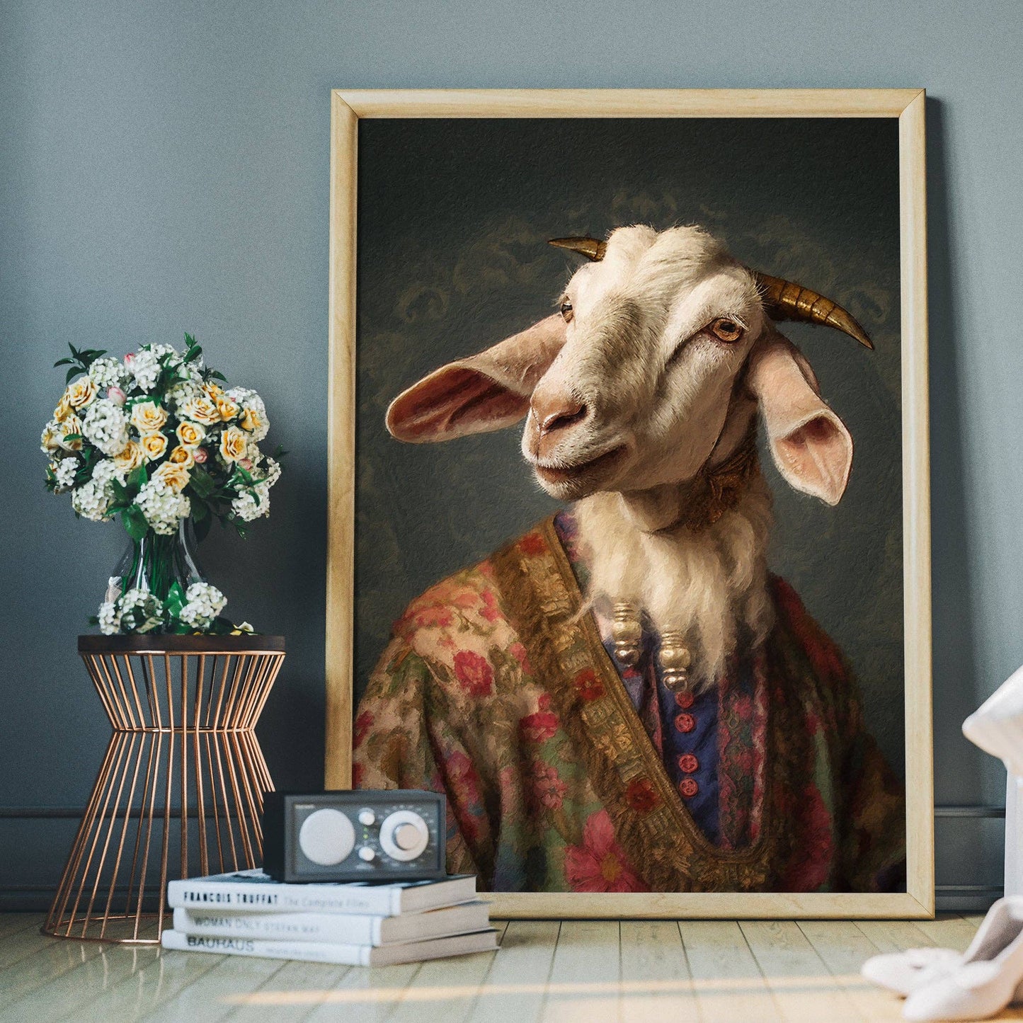 Ink & Drop - Goat Animal Portrait Print: 11 ¾ x 15 ¾ in | 30x40 cm / Matte