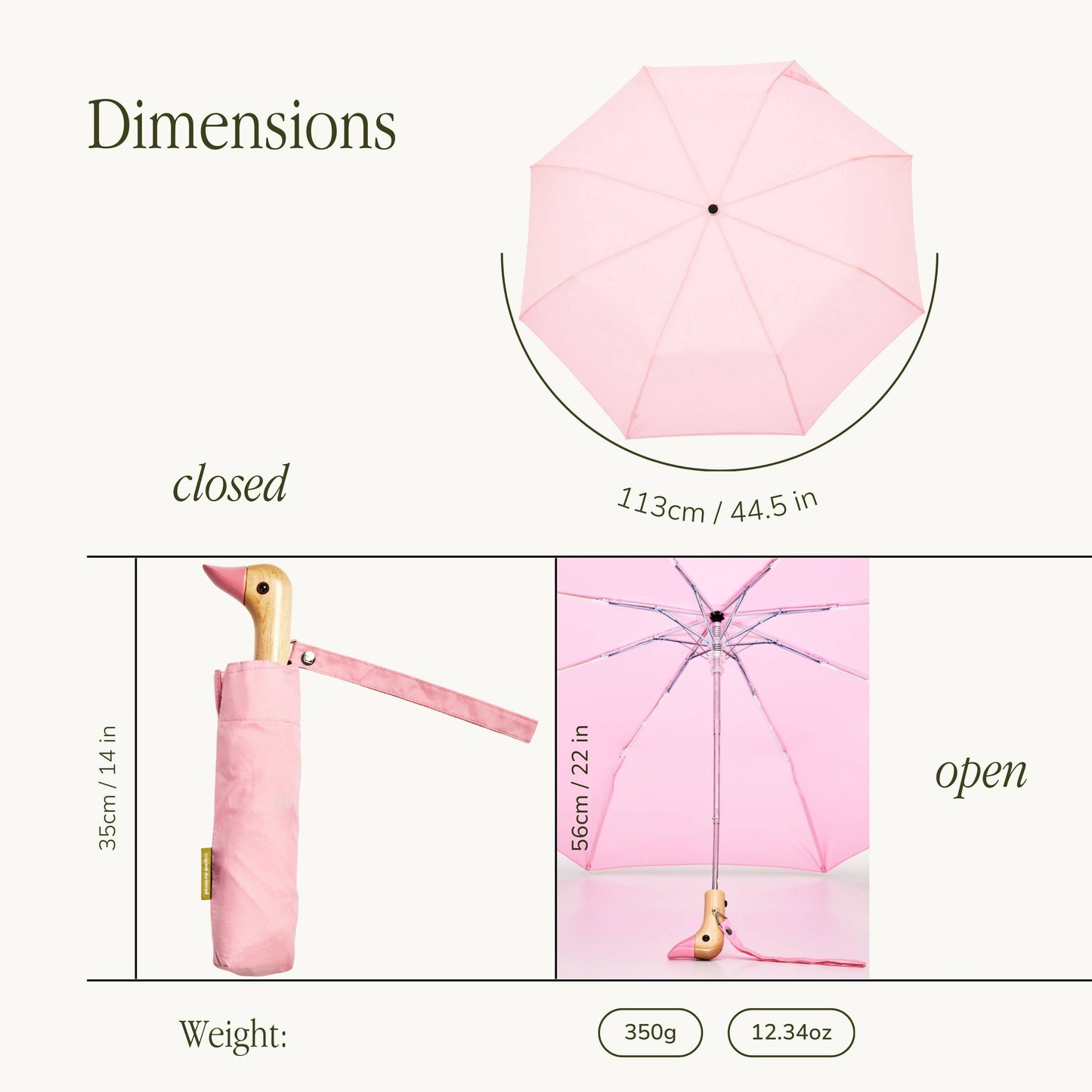 Original Duckhead US - Pink Compact Eco-Friendly Wind Resistant Umbrella
