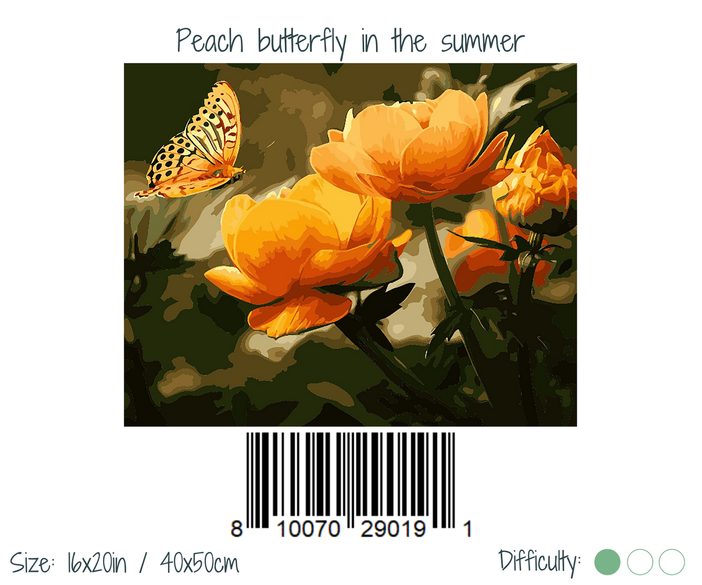 Winnie's Picks - Peach butterfly in the summer - DIY Paint By Numbers Kit: 16x20in