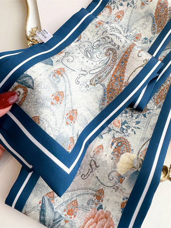 UZ Wholesale Store - Flower Print Scarf: BLUE / One_size
