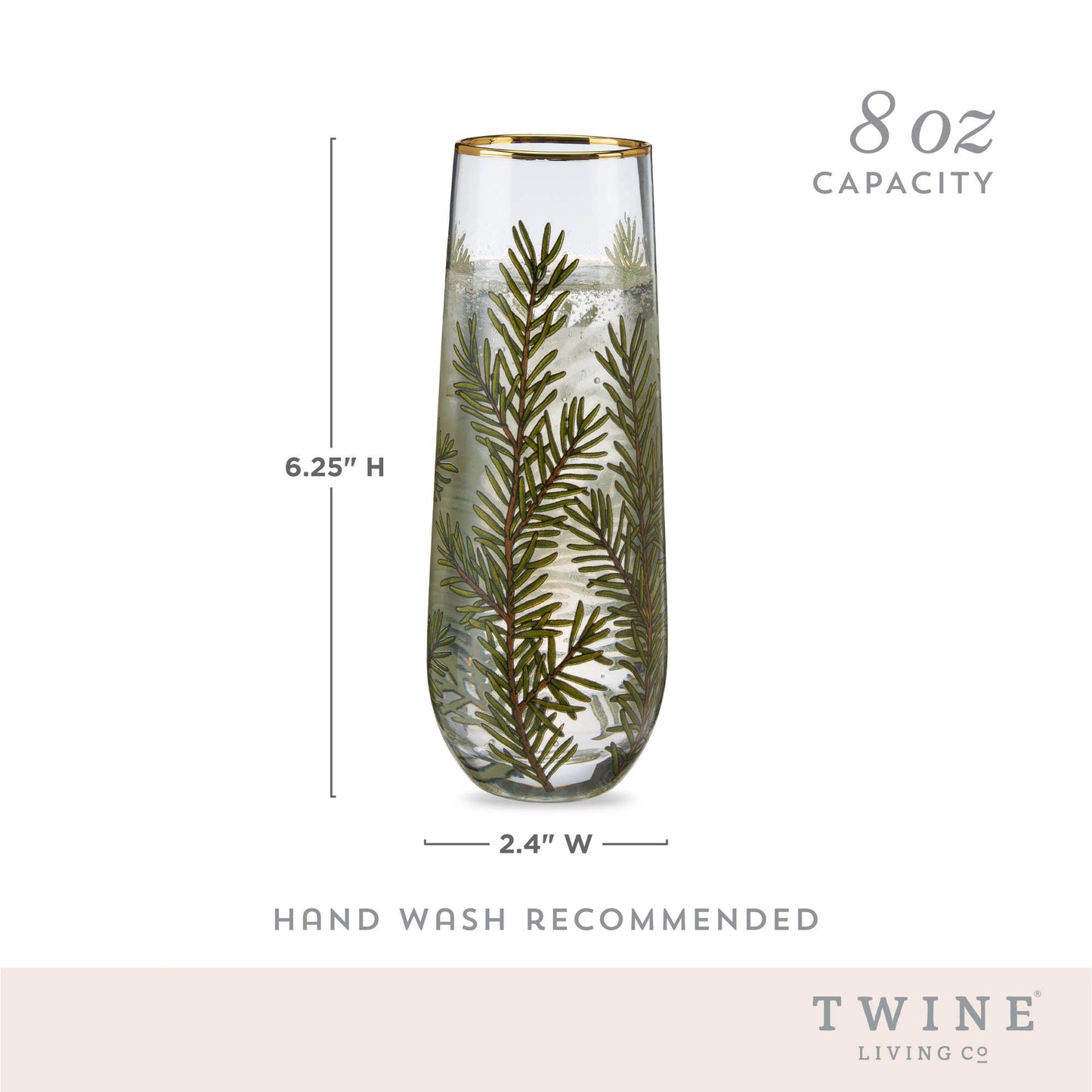 Twine - Gold-Rimmed Woodland Stemless Champagne Flutes - Set of 2
