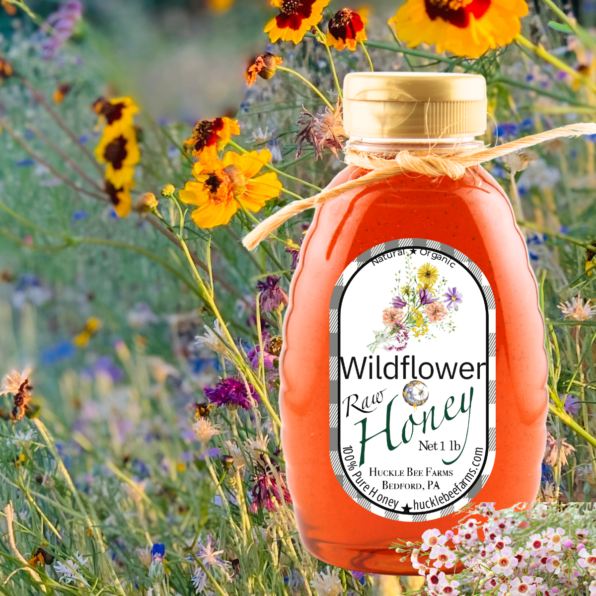 Huckle Bee Farms LLC - Raw Wildflower Honey: 1 lb Bottle