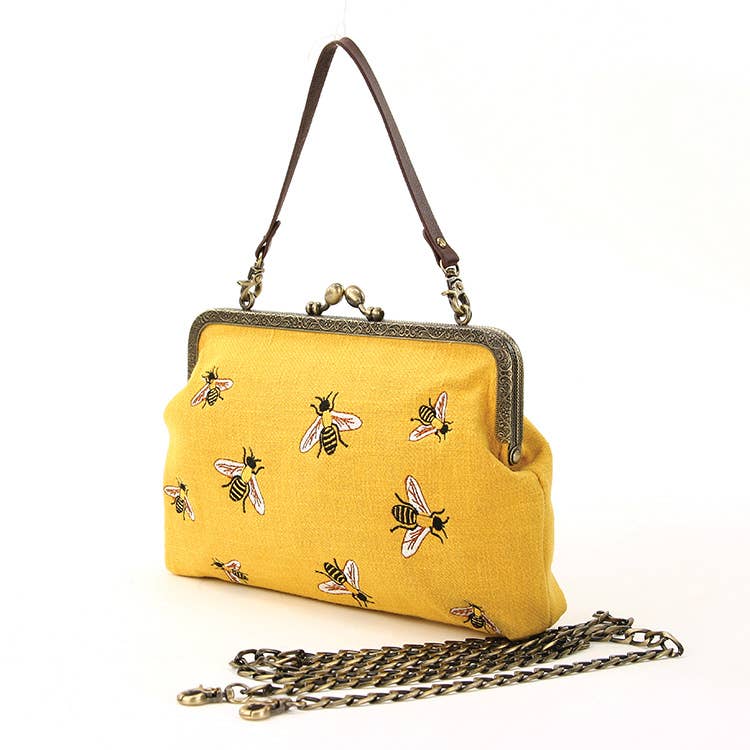 COMECO INC - Bees Kisslock Bag: Black