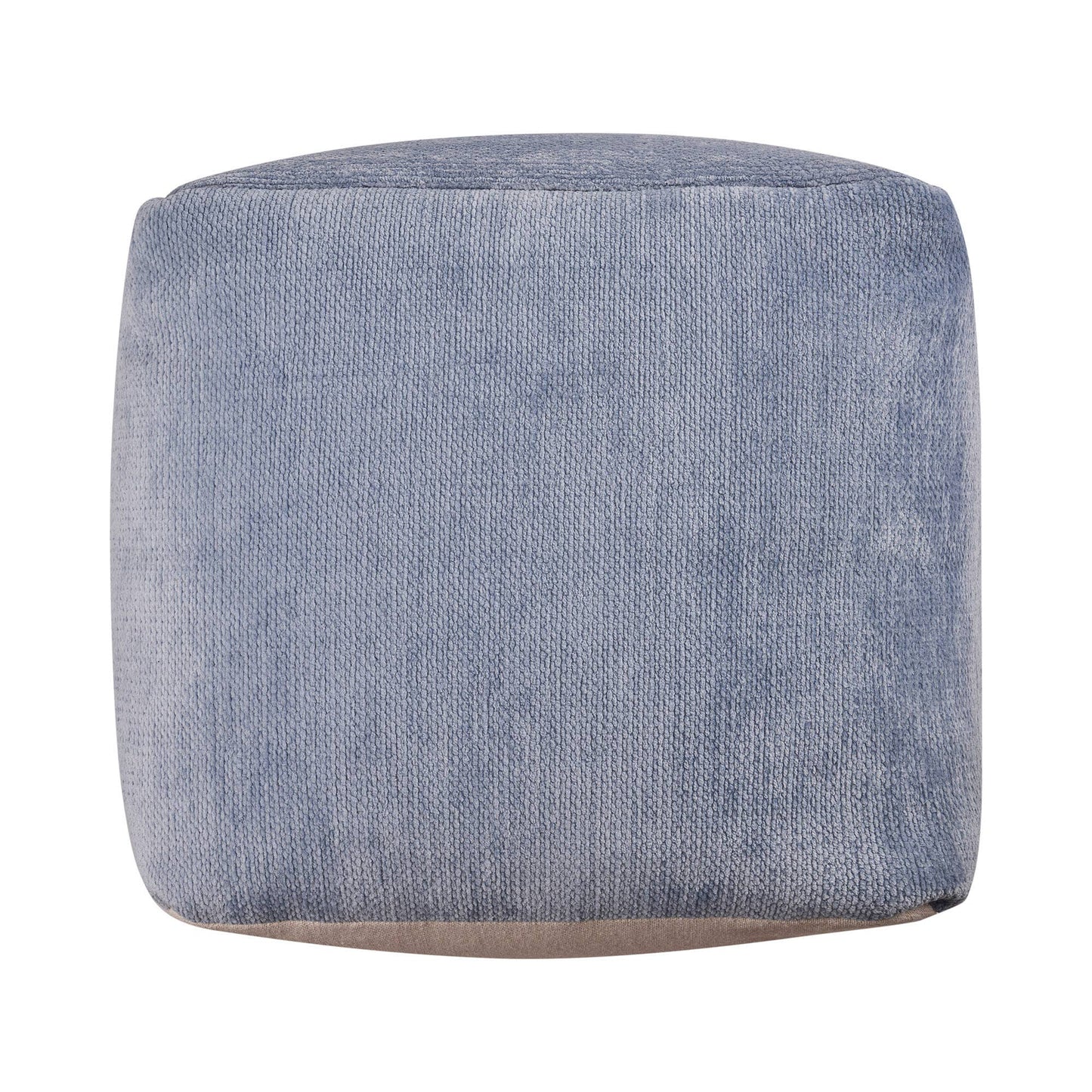 LR Home - Yaar Transitional Solid Chenille Indoor Pouf: Navy
