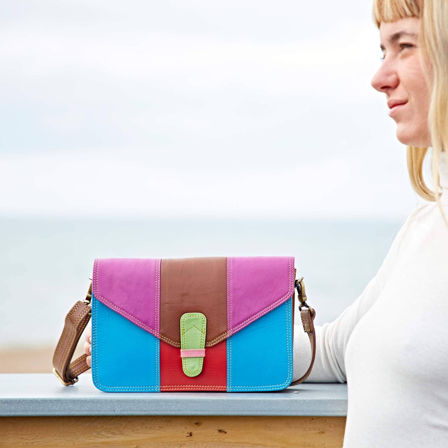 The Paper High Gift Company Limited - Jama Recycled Leather Multicoloured Rectangular Crossbody