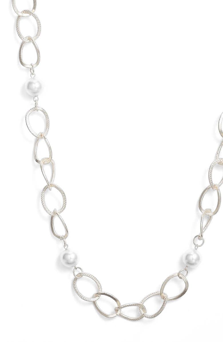 KARINE SULTAN - Pearl station necklace: Gold