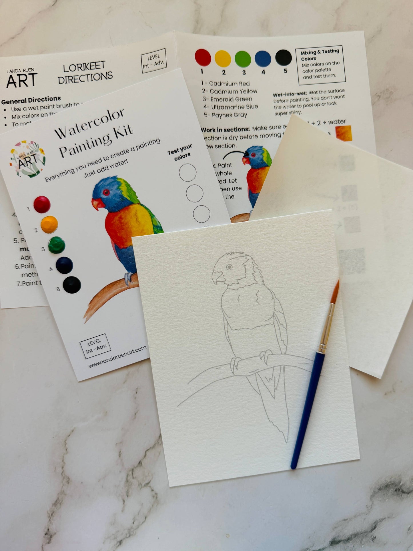 Landa Ruen Art - Lorikeet Watercolor Kit