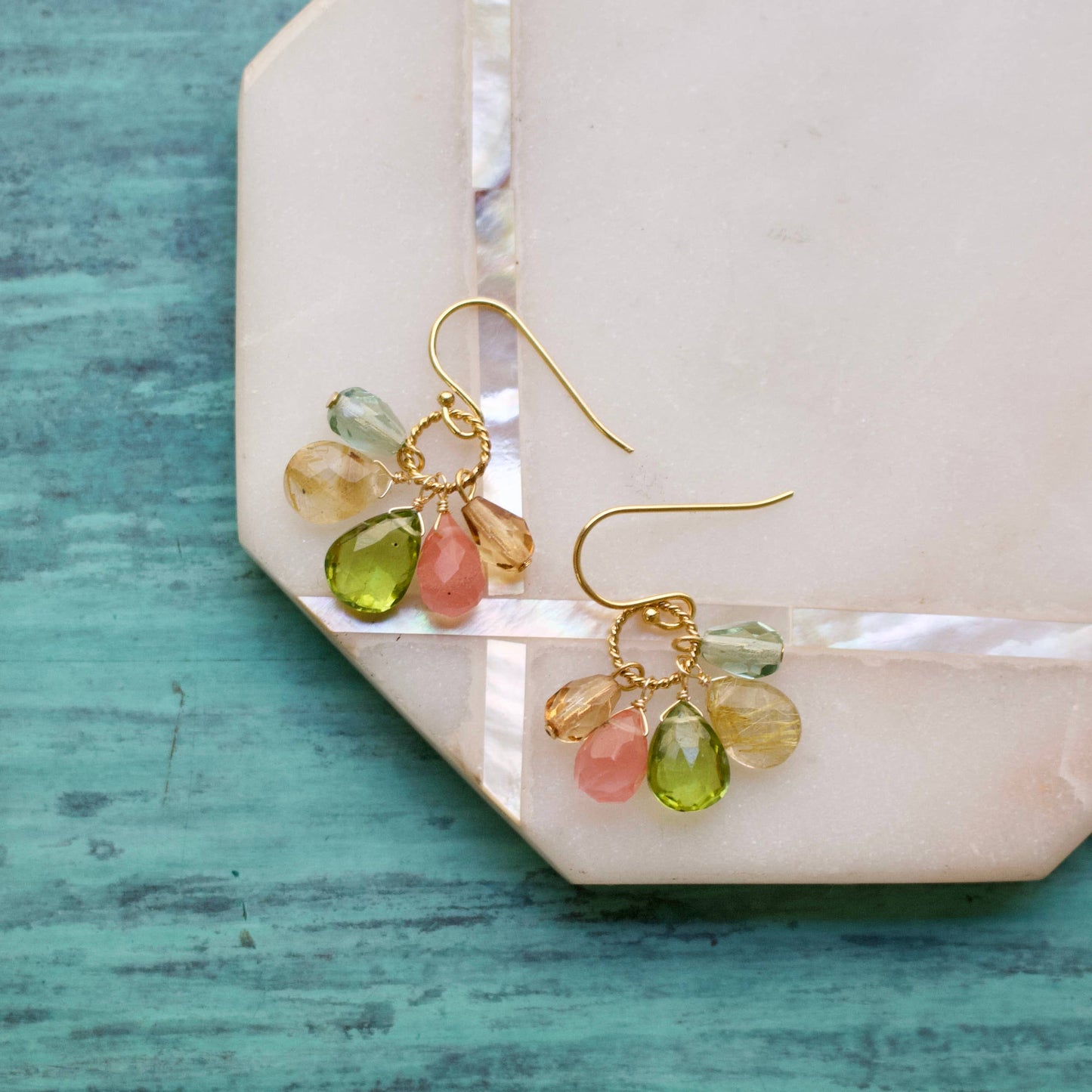 a.v. max - Semi Precious Cluster Earrings: Mother of Pearl