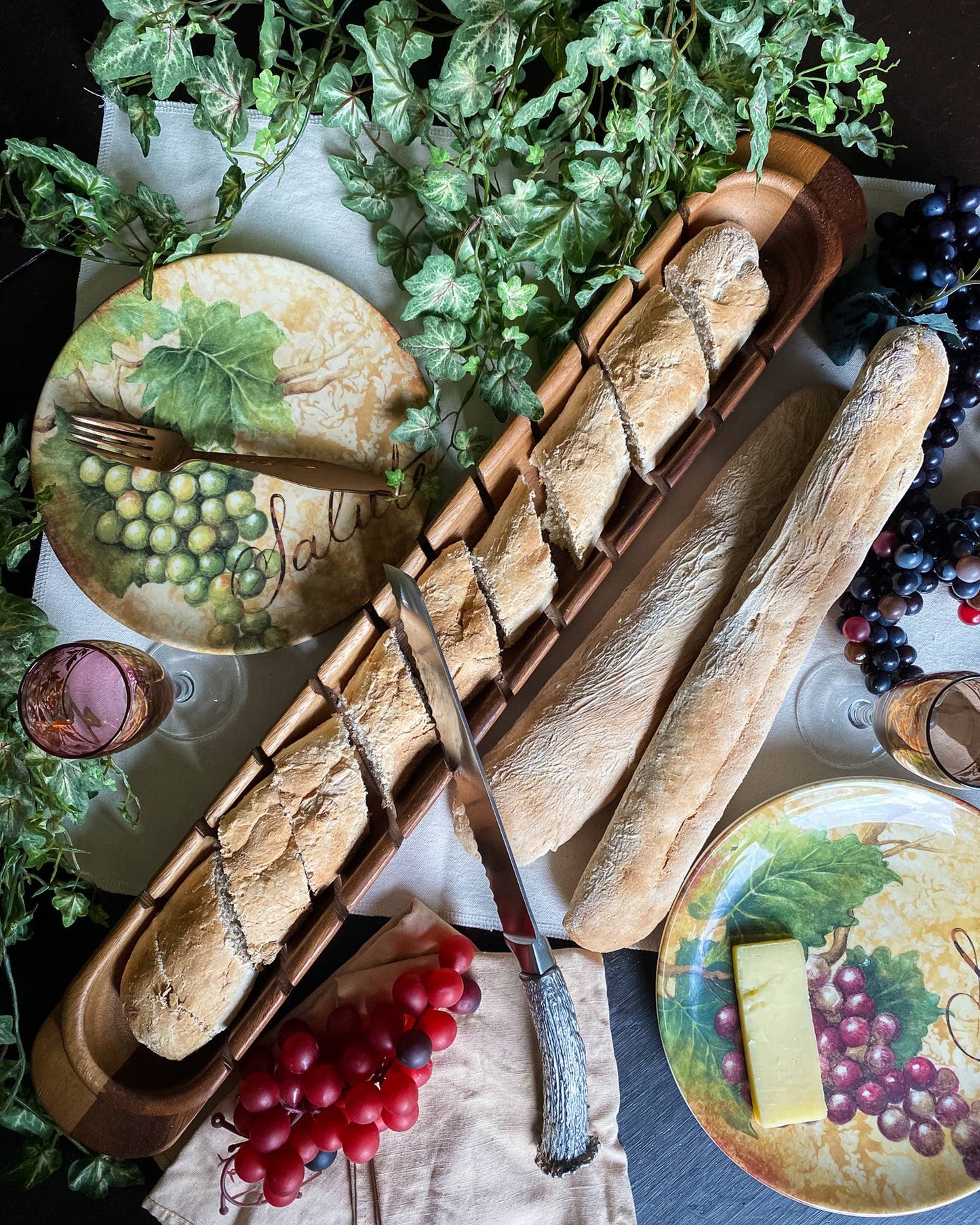 Vagabond House - Baguette Board with Antler Bread Knife