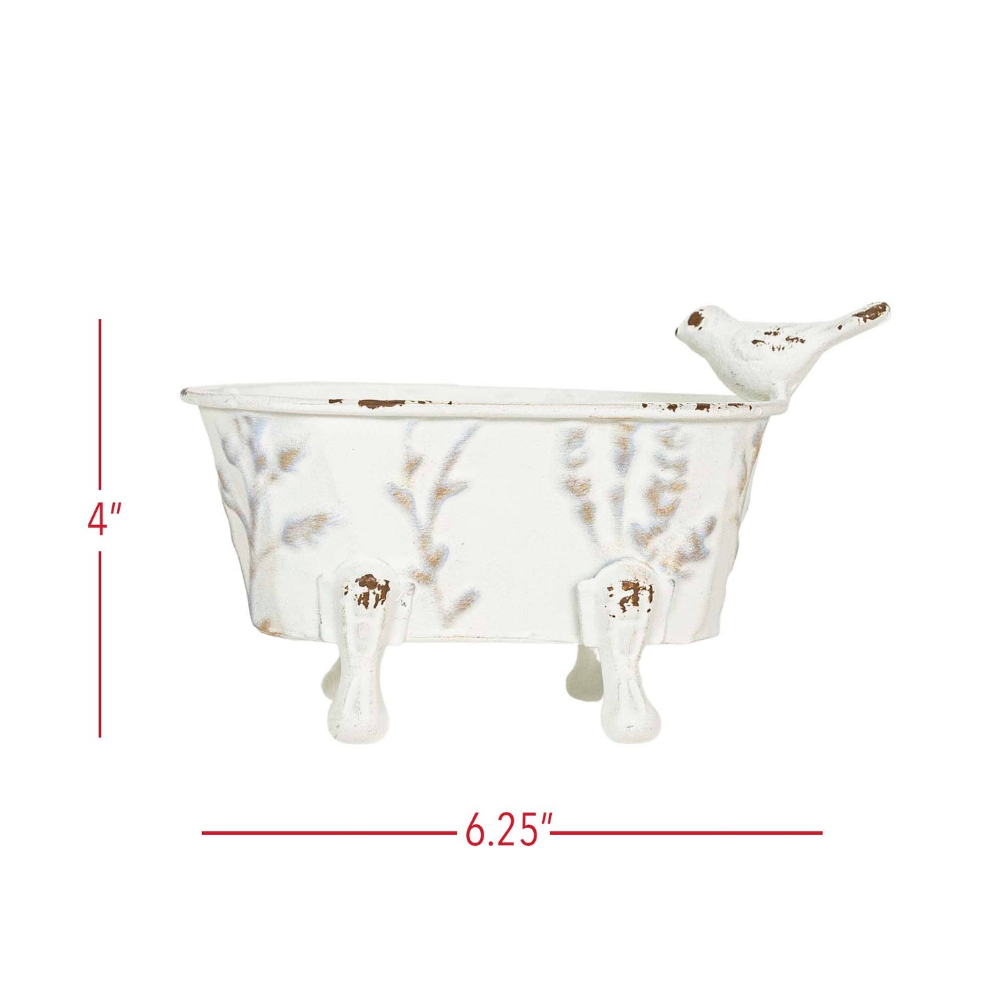 Foreside Home & Garden - Lyra Vintage Clawfoot Bathtub Mini Planter White Soap Dish
