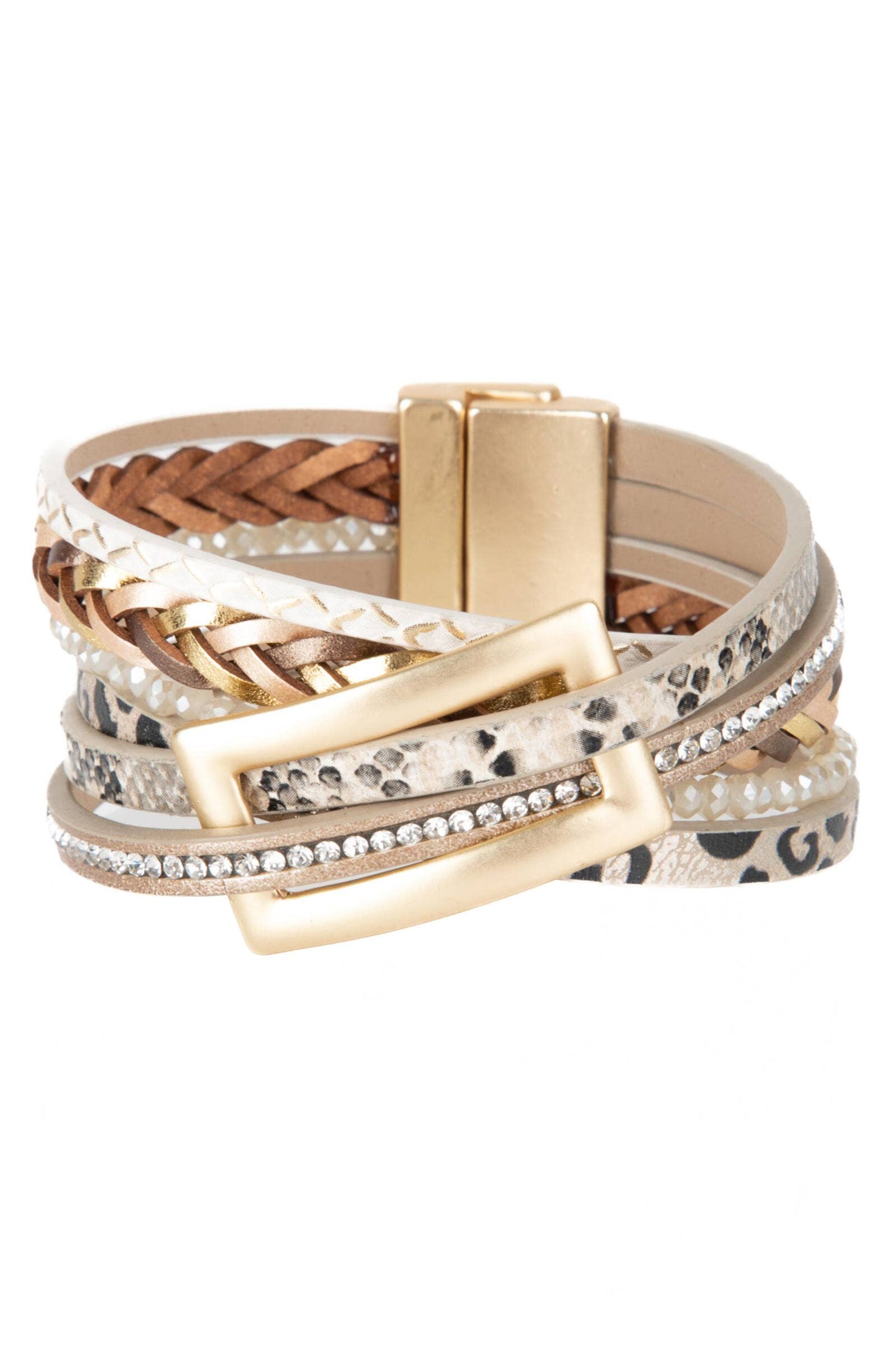 SAACHI - Patterned Leather Buckle Bracelet