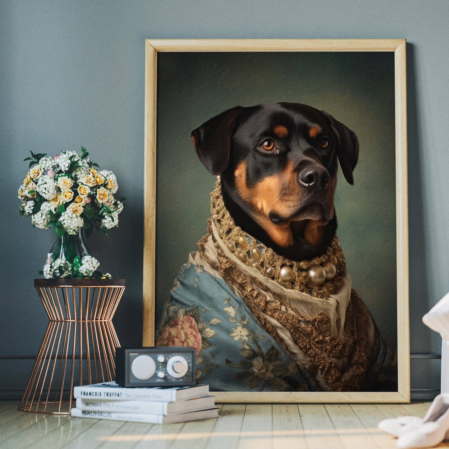 Ink & Drop - Rottweiler Dog Portrait Print: 11 ¾ x 15 ¾ in | 30x40 cm / Matte