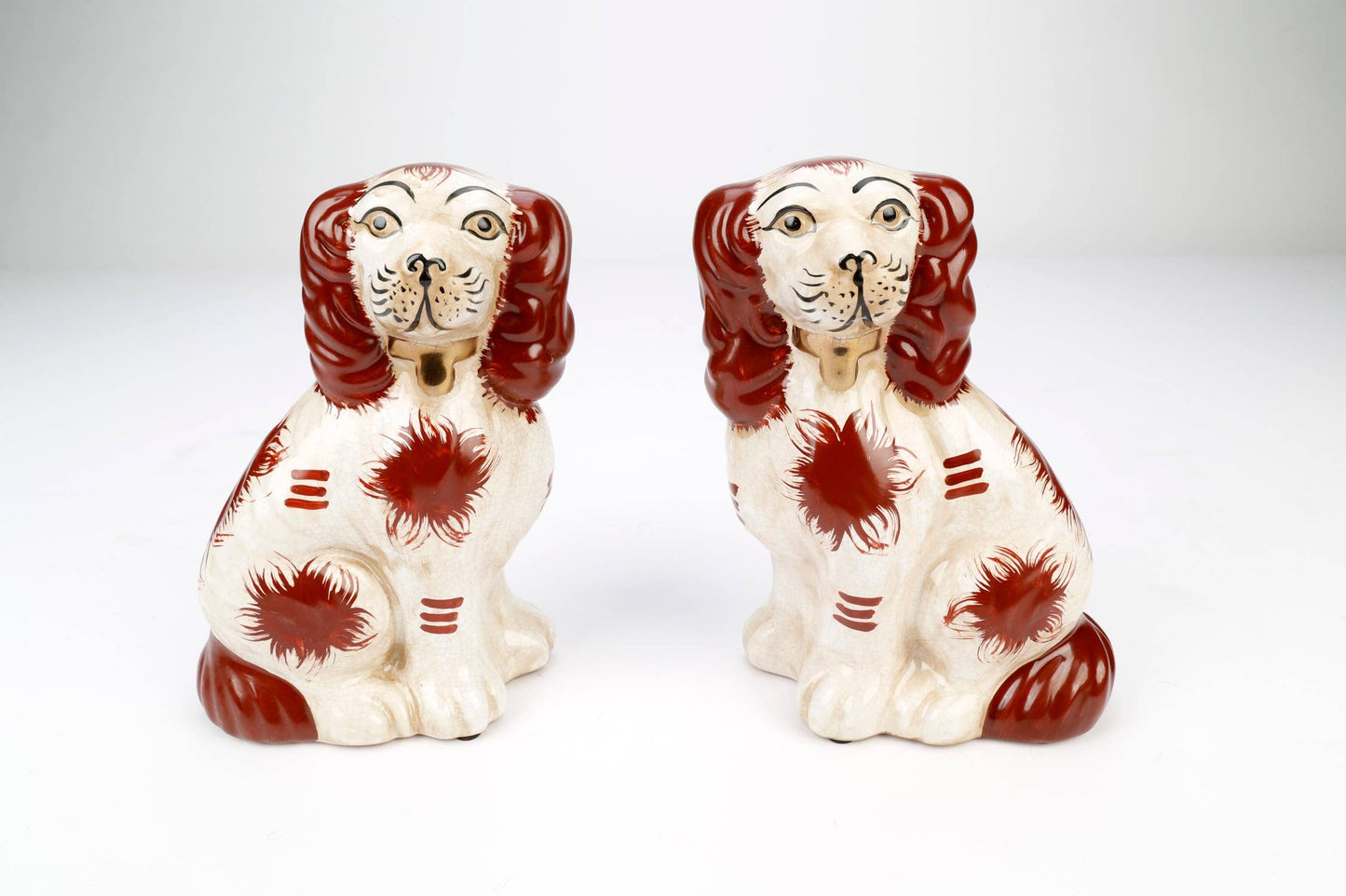 AA Importing - Staffordshire Dog Pair, Brown and White with Brown Finish