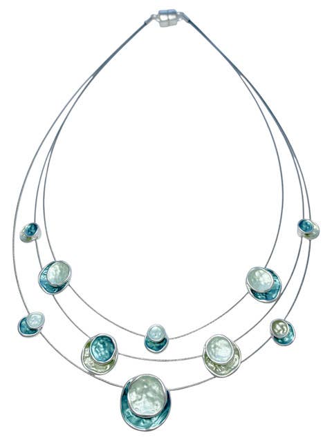 Origin Jewelry - 3-Strand, Layered Circle Necklace,: Aqua