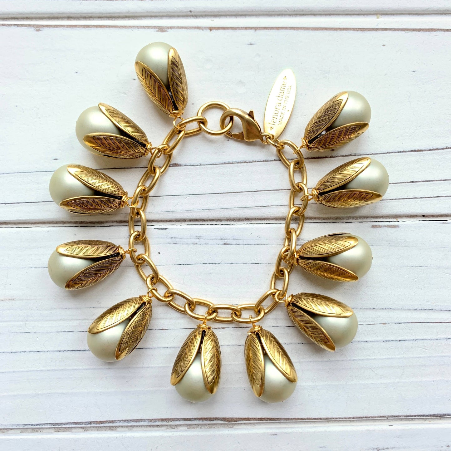 Lenora Dame - The Classic Bead Cap Bracelet - Matte Pearl Color Options: Cream
