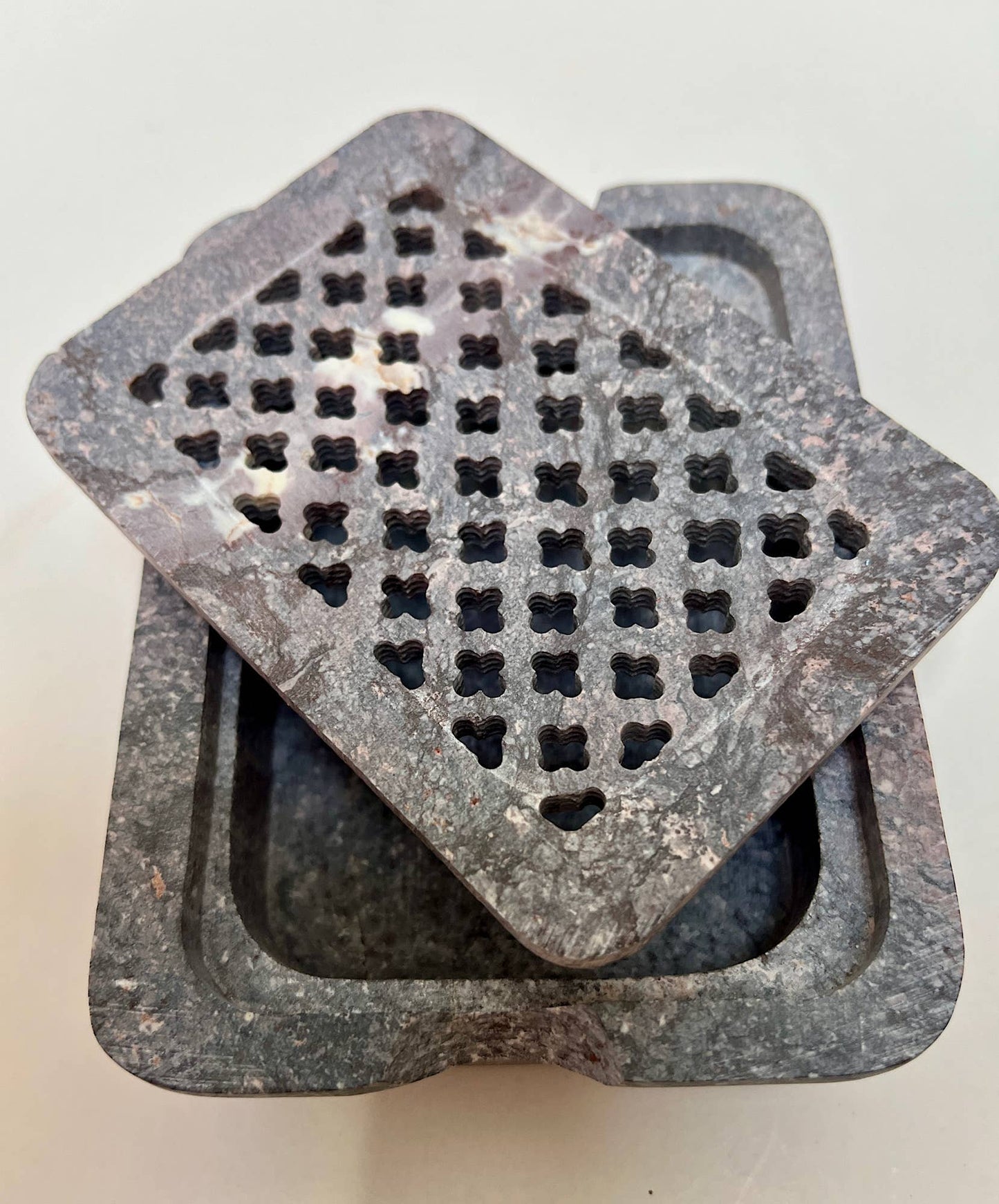 natural habitat - Soapstone Rect Lattice Tray Dish