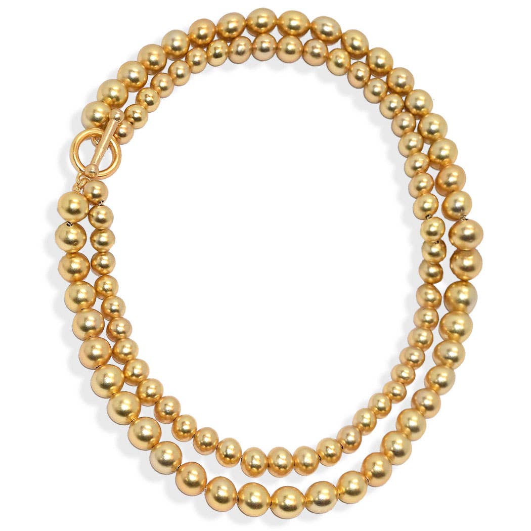 KARINE SULTAN - Double layer beaded necklace with side clasp