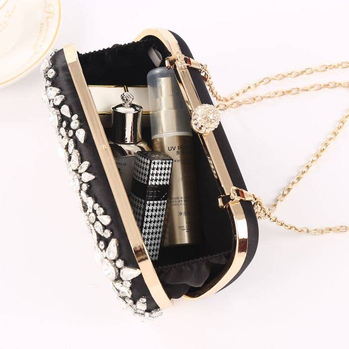 PEACH ACCESSORIES - ZS0410 Crystal and beads clutch bags: Champagne