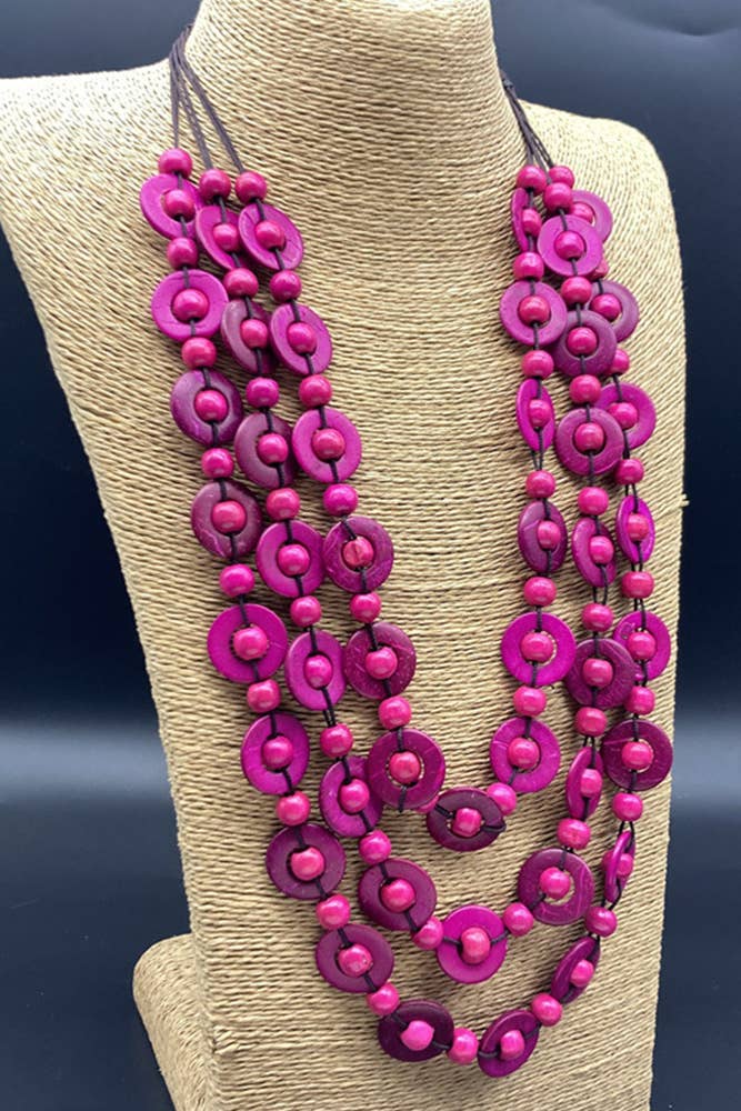 UNISHE - Colorful Wooden Beads Necklace MOQ 5pcs ZZKF648: 01 / One Size