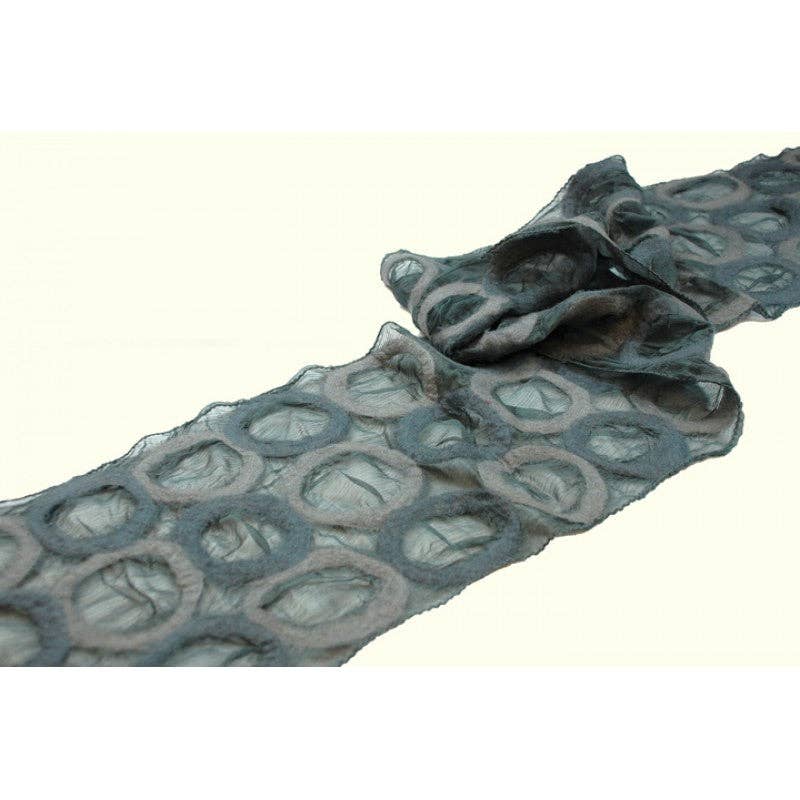 BNB Crafts Inc. - Gray Circle Felted Chiffon Scarves