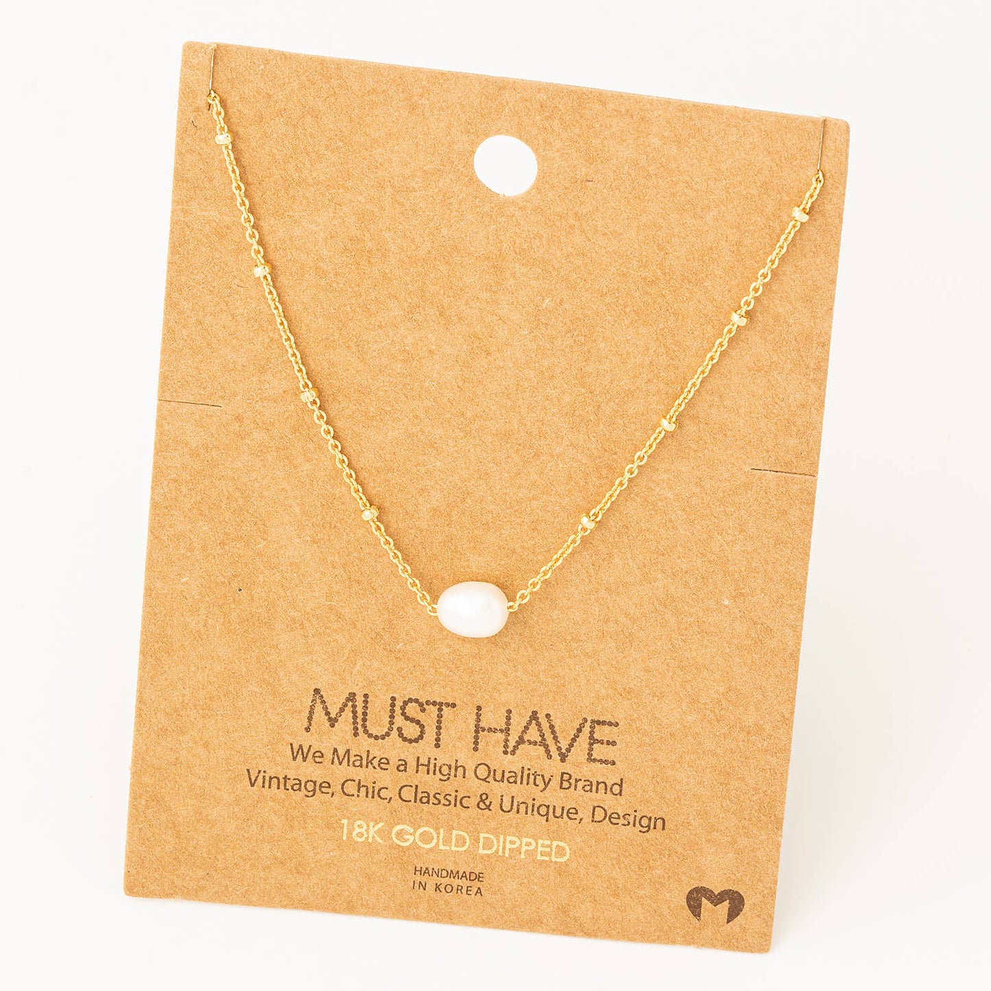 Fame Accessories - Chain Link Pearl Charm Necklace