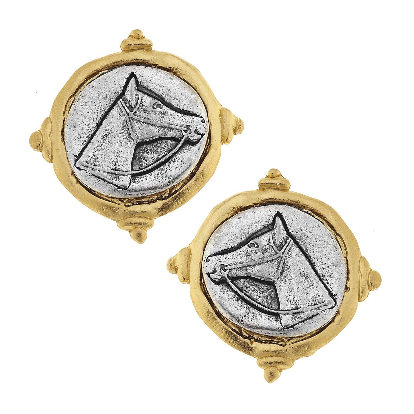 Susan Shaw - Gold and Silver Horse Clip Earrings