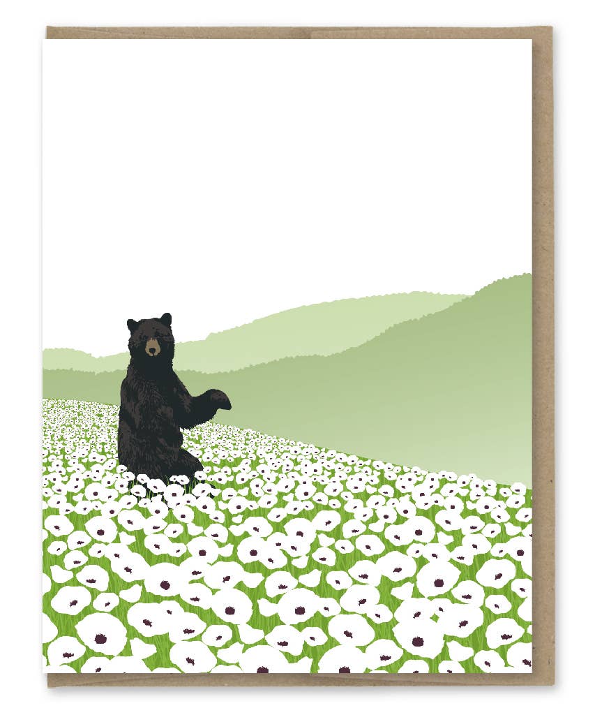 Bear and Poppies Blank Note Set