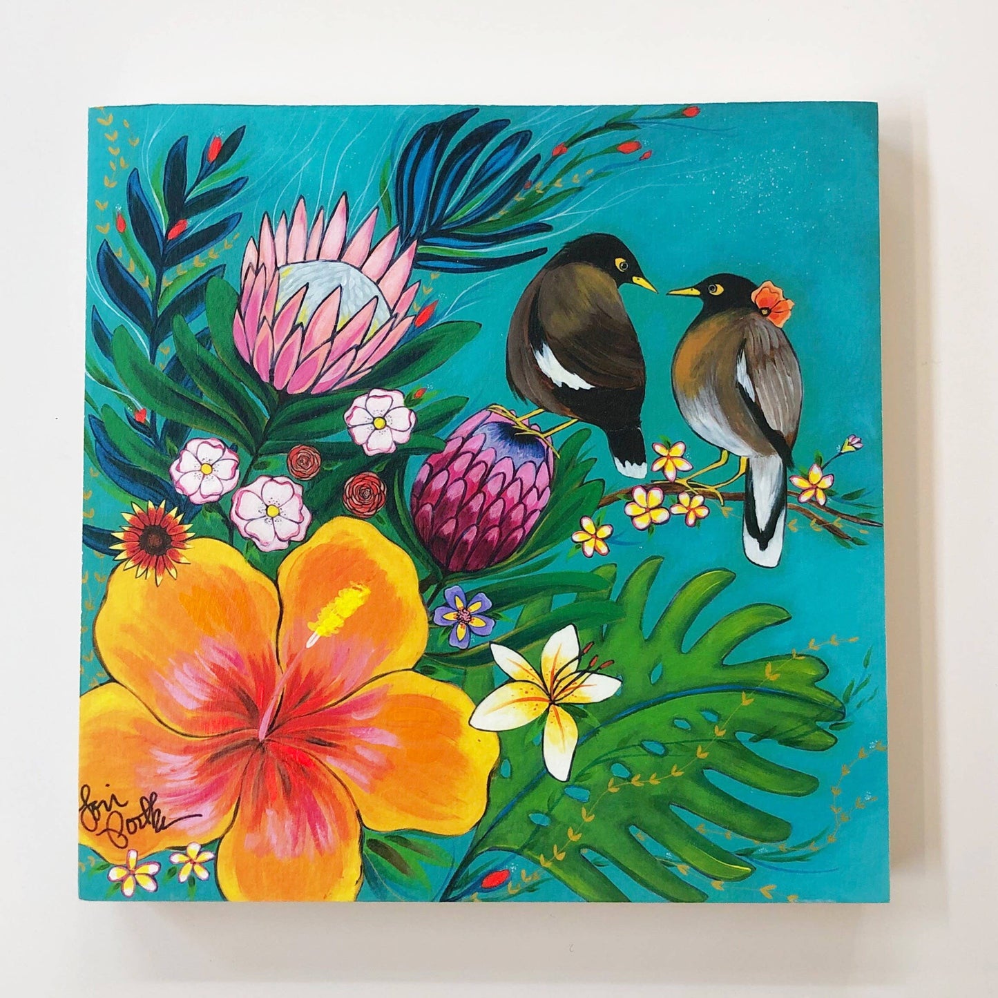 Lori Portka - Happiness Through Art - Island Myna Birds Wood Print