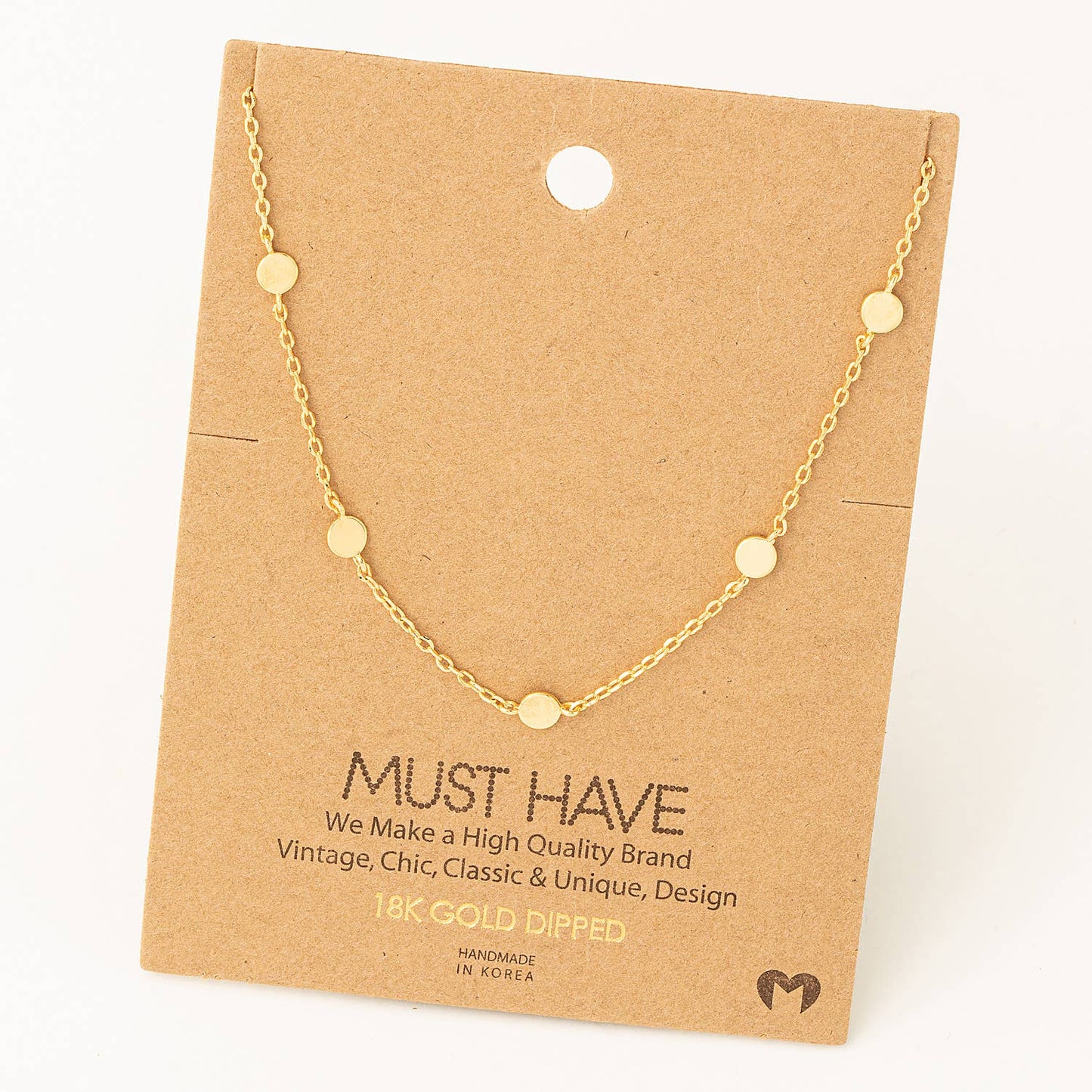 Fame Accessories - Dainty Circle Disc Station Necklace