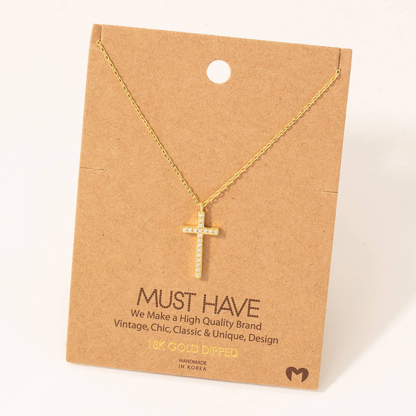 Fame Accessories - Pave Cross Pendant Necklace
