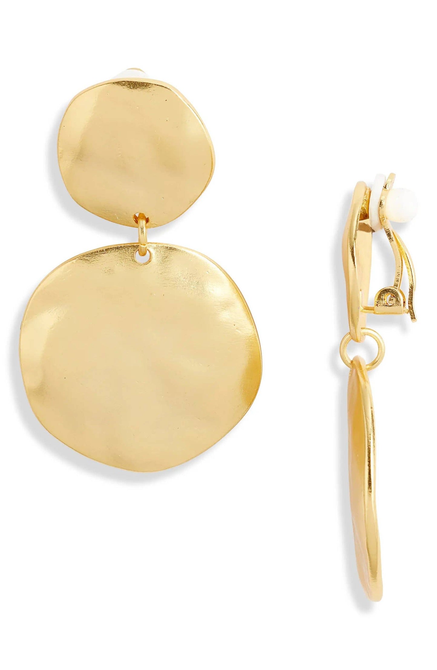 KARINE SULTAN - Irregular discs dangle clip on earrings: Gold
