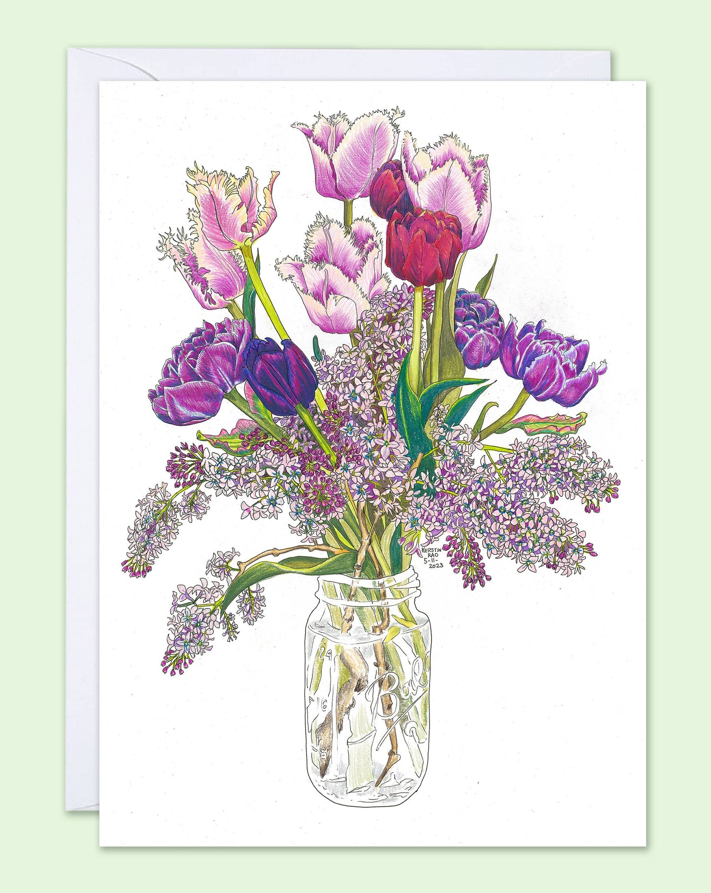 Vivid Cottage - Textured Tulips - card
