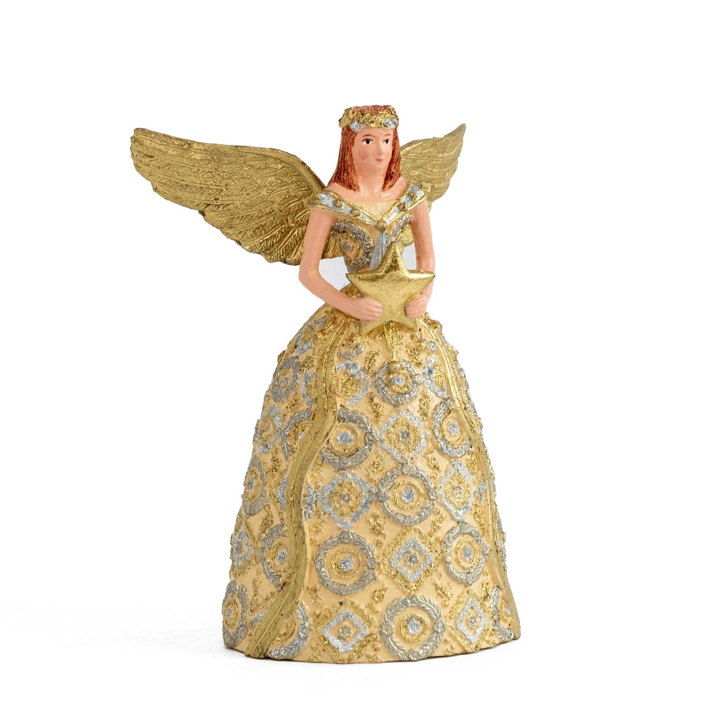 Dekorasyon Gifts Decor - 8" Tabletop Lombardy Angel w/ Holly