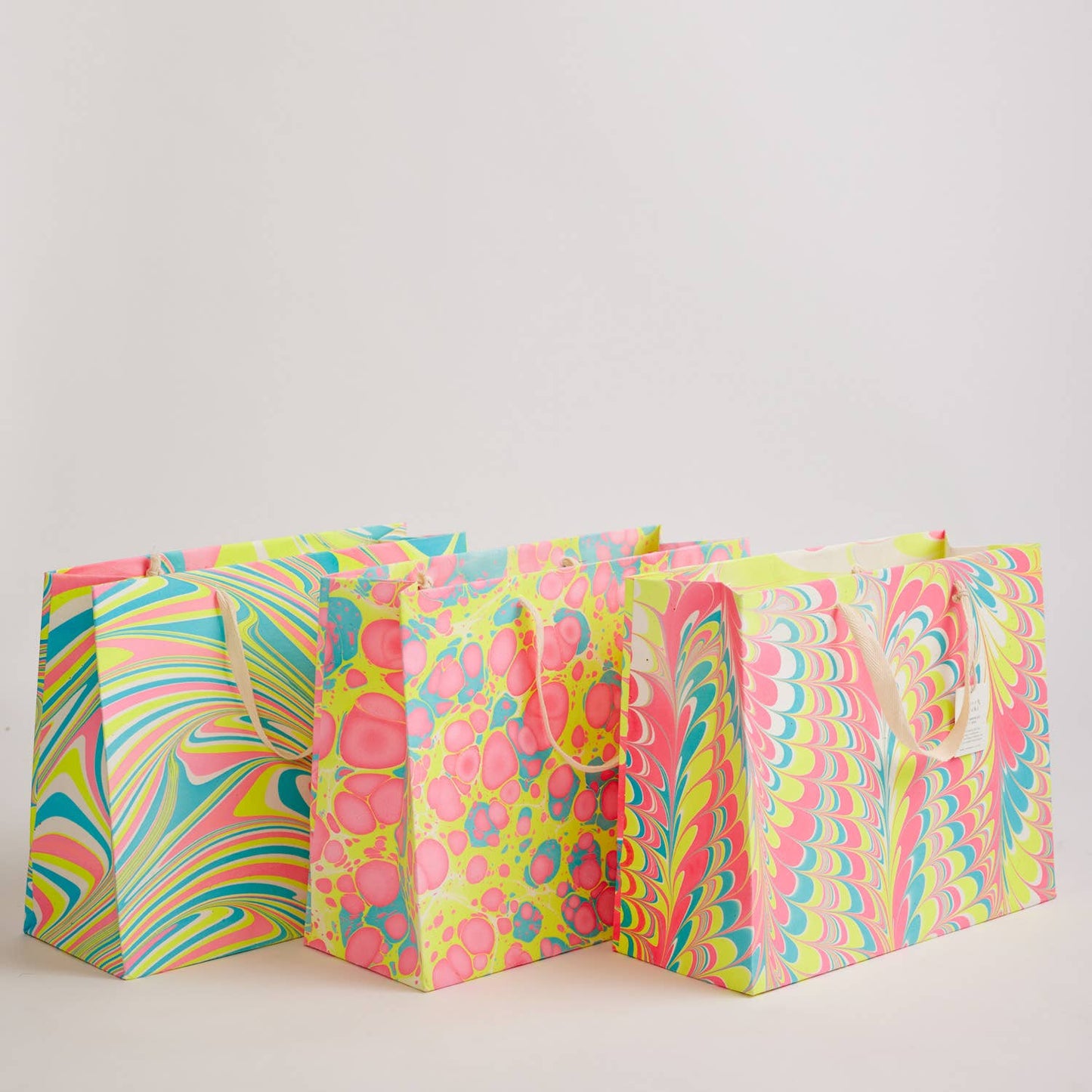 Paper Mirchi - Hand Marbled Gift Bags (Large) - Neon