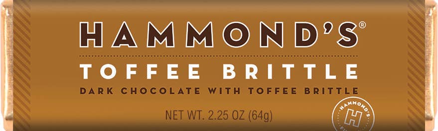 Hammond's Candies - Natural Toffee Brittle Dark Chocolate Candy bar 2.25oz